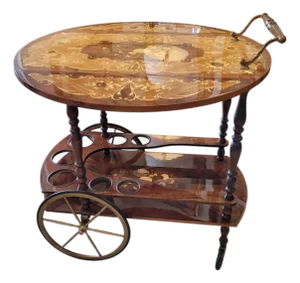 Rococo Revival Marquetry Bar Cart