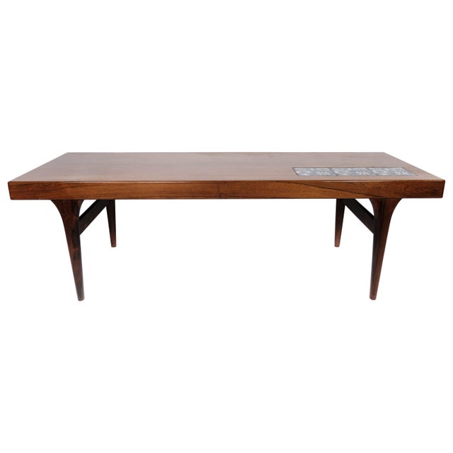 Rosewood Coffee Table with Blue Tiles by Johannes Andersen for CFC Silkeborg, 1960s For Sale - Image 17 of 17
