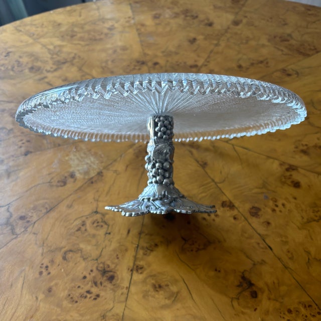 Arthur Court Designs Cast Aluminum and Ribbed Glass Epergne or Pedestal Platter For Sale - Image 12 of 13