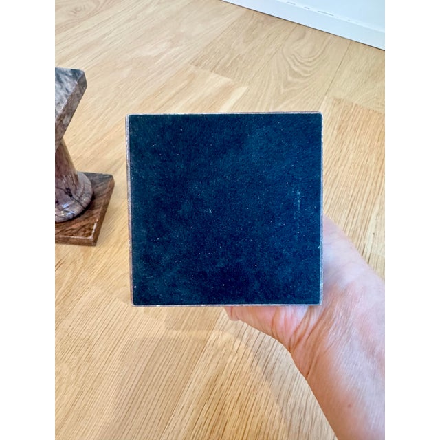 Rose 1950s Rare Italian Breccia Pernice Marble Column Bookends - Pair For Sale - Image 8 of 8