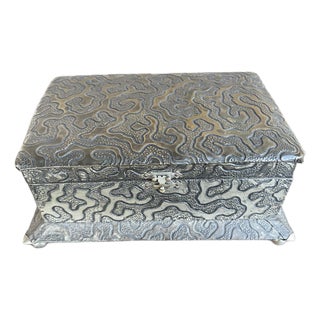 1960s Mid Century Handmade Silver Repousse Geometric Jewelry Box For Sale