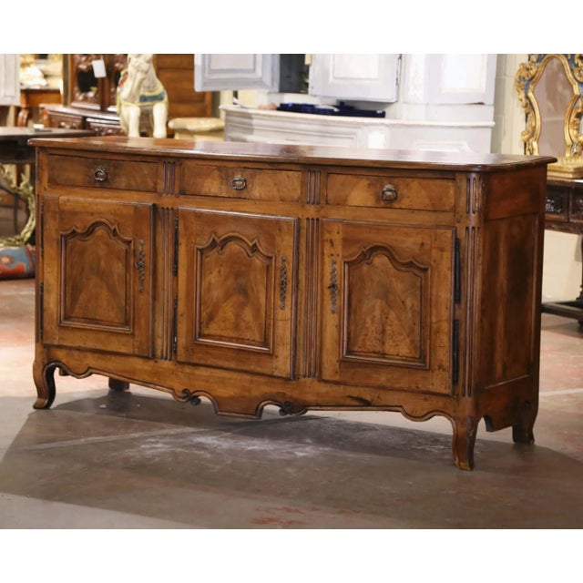 18th Century French Louis XV Carved Walnut Three-Door Buffet From ...