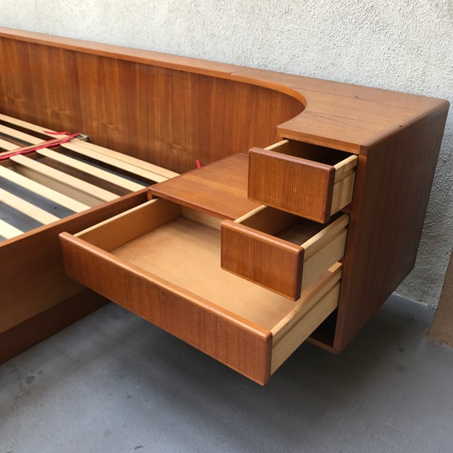 Danish Modern Teak Queen Floating Bed Frame | Chairish