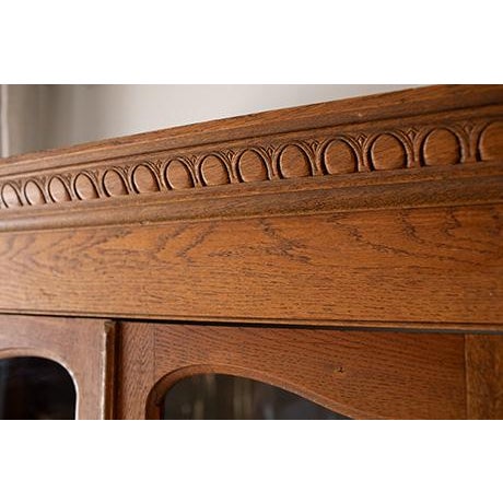 Brown Mid 20th Century Oak Stepback Cupboard & Glass Display Hutch For Sale - Image 8 of 18