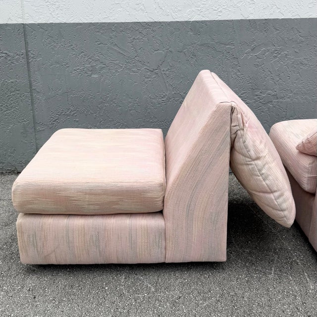 Textile Postmodern Pink and Blue and Green Fabric Modular Sofa - 3 Pieces For Sale - Image 7 of 8