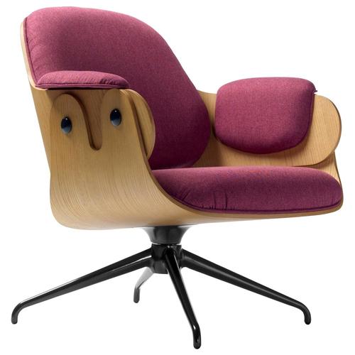 Oak and Fuchsia Upholstery Low Lounge Chair by Jaime Hayon For Sale - Image 11 of 11