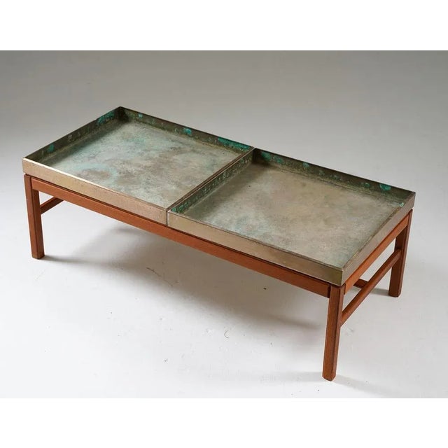 Scandinavian Flower Table Casino in Teak & Brass attributed to Engström & Myrstrand, 1960s For Sale - Image 3 of 7