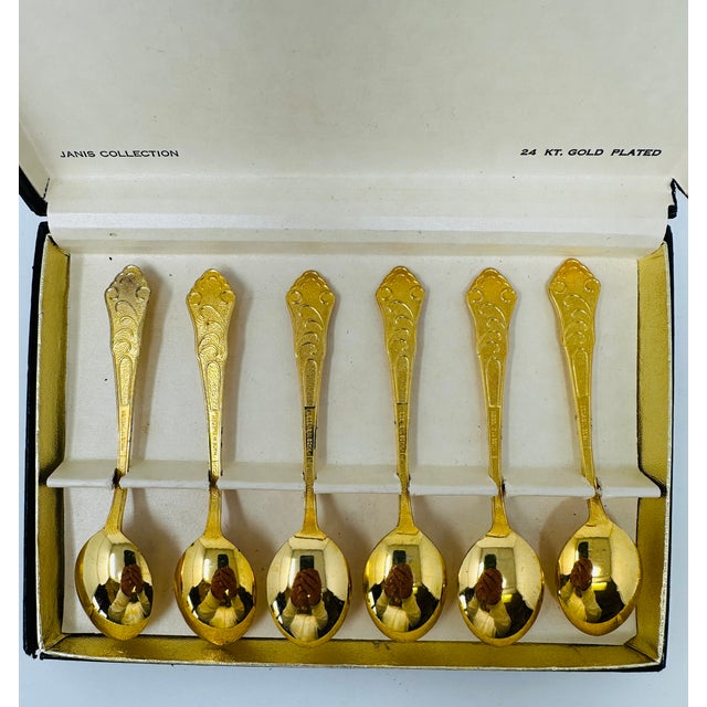 Vintage Janice Collection 24k Gold Plated Demitasse Spoons Made in