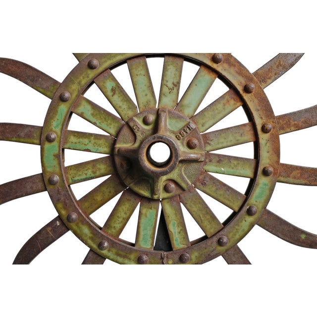 Vintage Iron Farm Tiller on Stand For Sale - Image 4 of 6