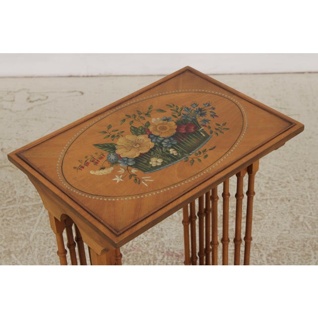 Set of 4 Adams Style Paint Decorated Satinwood Nesting Tables For Sale - Image 9 of 14