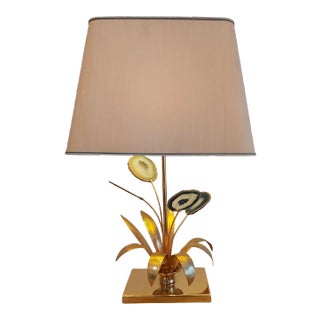 Vintage Agate Stone Table Lamp attributed to Willy Daro For Sale