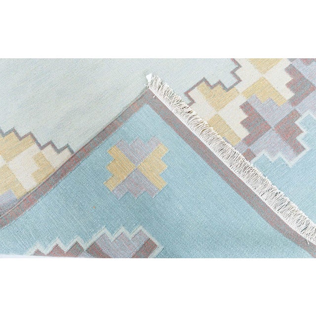 1950s Doris Leslie Blau Mid-Century Swedish Geometric Slate Gray Flatweave Wool Carpet For Sale - Image 5 of 9