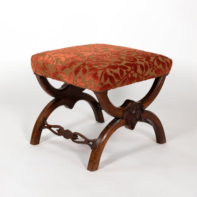 French Carved Walnut Curule-Form Stool, French, Circa 1830 For Sale - Image 3 of 12