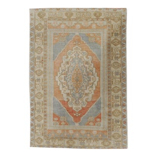 Vintage Turkish Oushak Area Rug 3ft 10in X 5ft 6in For Sale