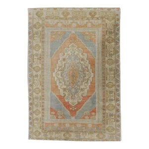 Vintage Turkish Oushak Area Rug 3ft 10in X 5ft 6in