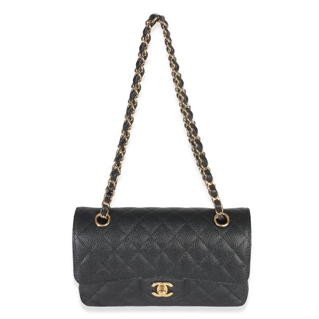 Black Black Quilted Caviar Small Classic Double Flap Bag For Sale - Image 8 of 9