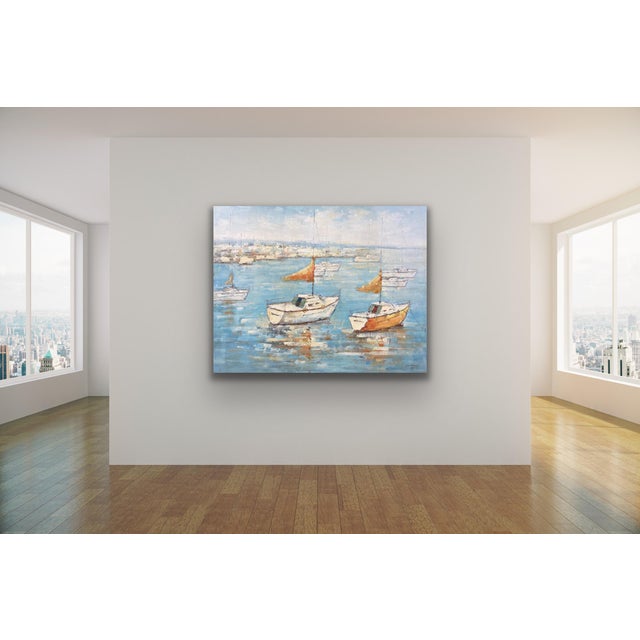 Contemporary Impressionist Style Nautical Original Oil Painting, 48" X 60" For Sale - Image 11 of 12