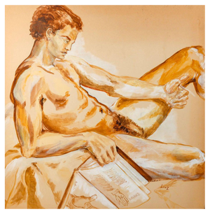 Evelyne Luez, Figure, 20th Century, Painting on Cardboard