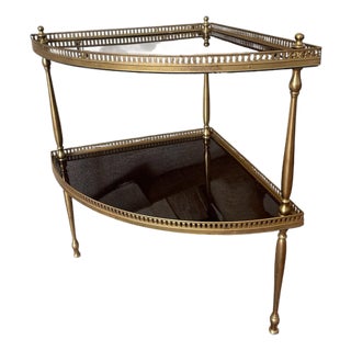 Vintage French Louis XVI Style Lacquered Wood and Brass Table For Sale