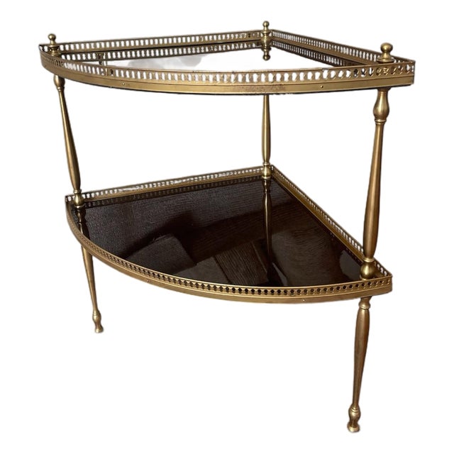 Vintage French Louis XVI Style Lacquered Wood and Brass Table For Sale