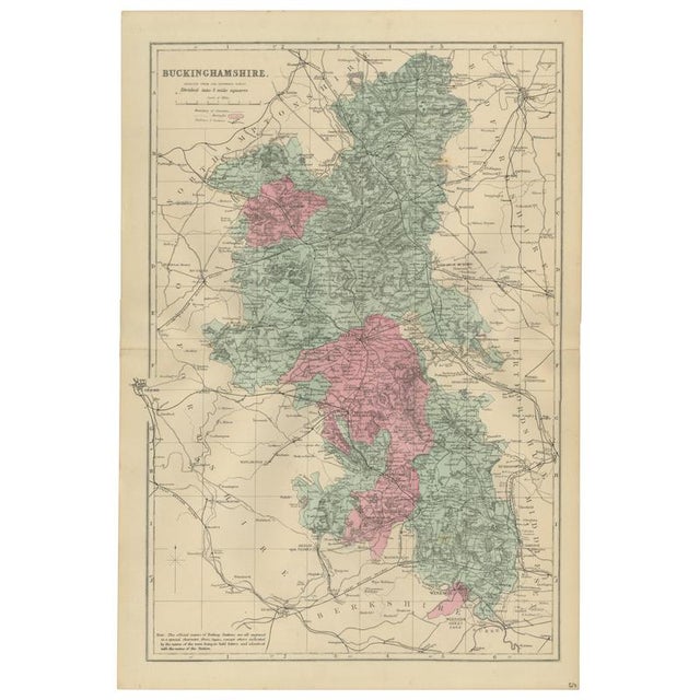 Antique Map of Buckinghamshire, 1885 For Sale - Image 14 of 14