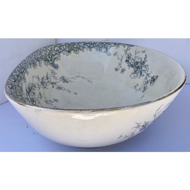 English 1891 Doulton Burslem Transfer-Ware Porcelain Wash Basin For Sale - Image 3 of 10