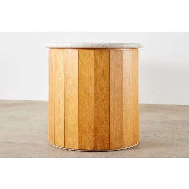 MarbleTop Oak Executive Pedestal Desk With Demilune Ends Chairish