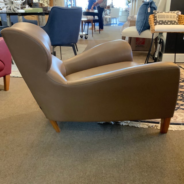 2000 - 2009 David Linley Aston Chair in Brown Leather With Perforated Seat For Sale - Image 5 of 6