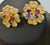 Gemstone 18K Yellow Gold Diamond & Multicolor Sapphire Flower Earrings by Designer Adler, A Pair For Sale - Image 7 of 18