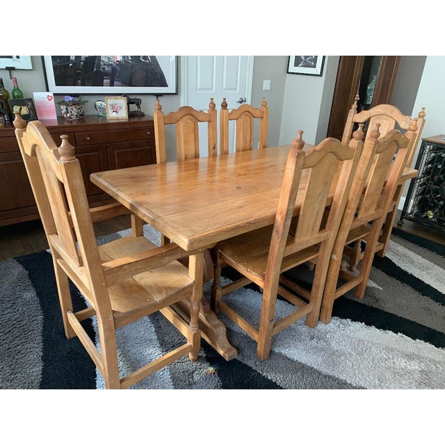 1980s Iron Wood Dining Set 7 Pieces Chairish