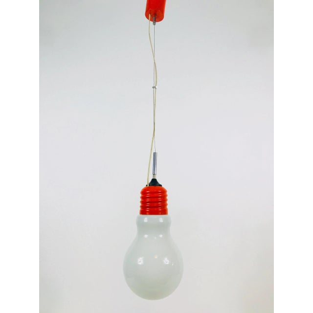 1970s Mid-Century Modern Italian Bulb Shape and Red Metal Pendant Lamp, Italy For Sale - Image 12 of 12