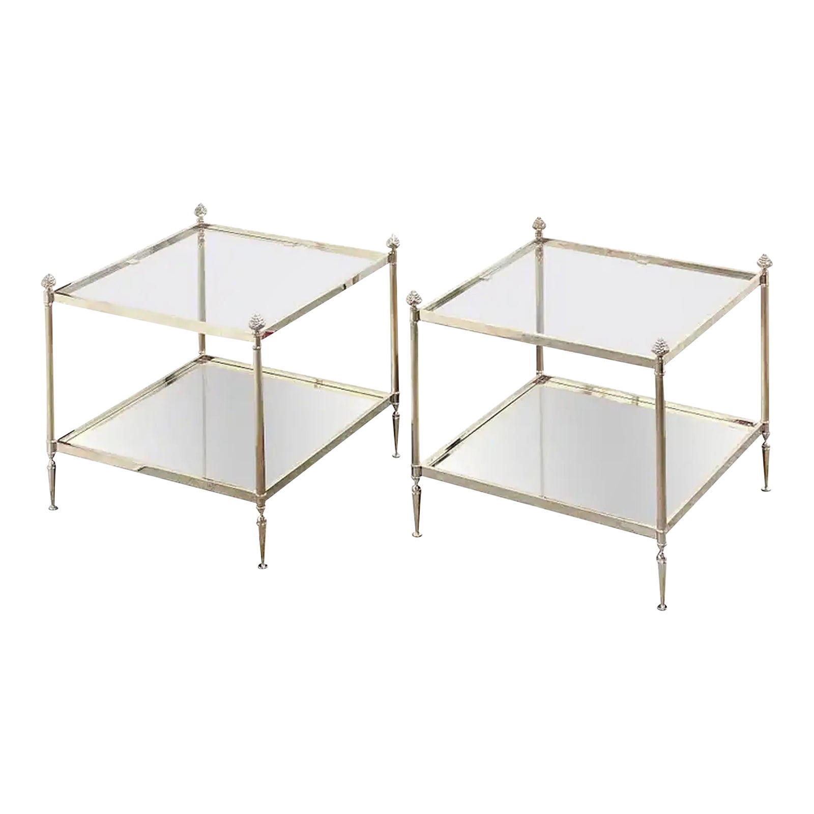 French Low Side or End Tables of Silvered Metal and Glass 'Individually ...