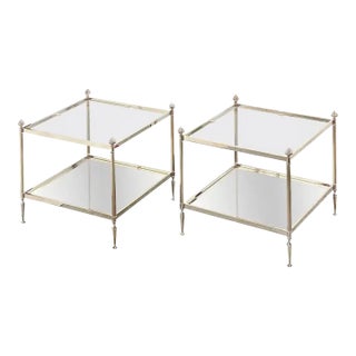 French Low Side or End Tables of Silvered Metal and Glass 'Individually Priced' For Sale