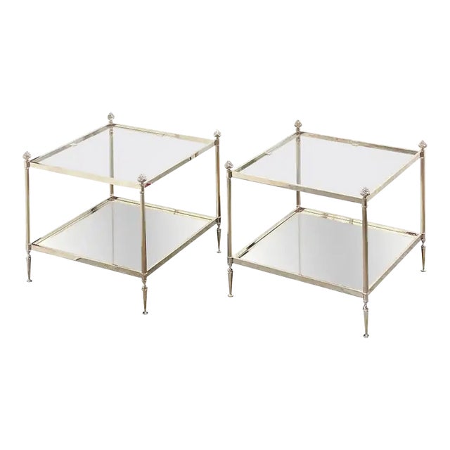 French Low Side or End Tables of Silvered Metal and Glass 'Individually Priced' For Sale