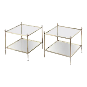 French Low Side or End Tables of Silvered Metal and Glass 'Individually Priced'