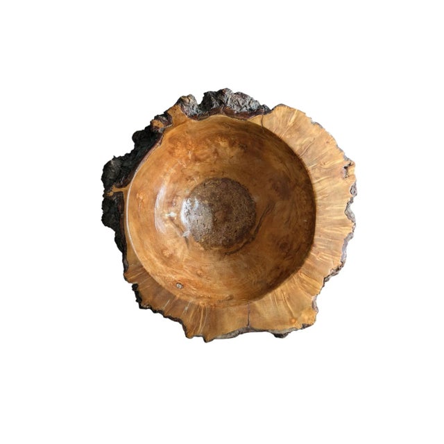 Handcrafted Live Edge Burl Wood Footed Pedestal Bowl Heavy Signed Roland Earl Hardee Condition: Very heavy and large burl...