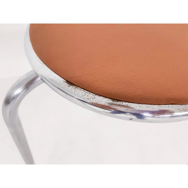 Chrome Stools with Cognac Leather Seating, 1960s, Set of 3 For Sale - Image 9 of 11