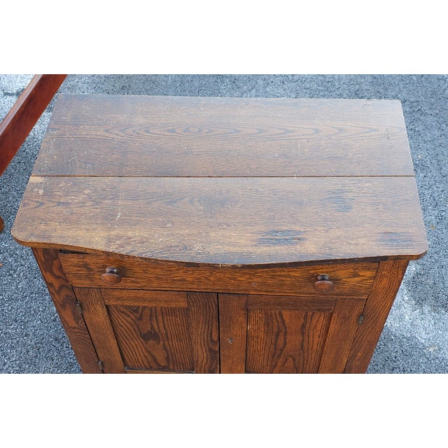Early 20th Century Single Drawer Oak Storage Side Cabinet For Sale - Image 9 of 9