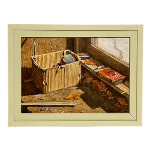 Robert Sarsony, Vintage Americana Oil Painting, "Paper Box" Robert Sarsony, Aca Gallery