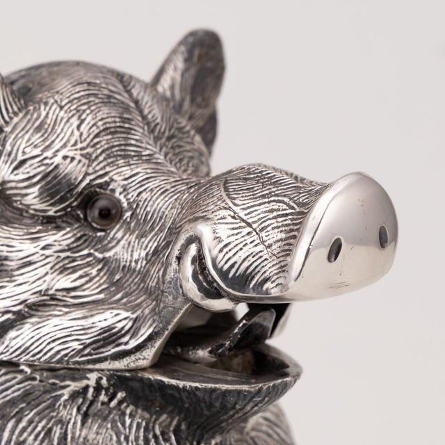 Vintage Glass Jug with Silver-Plated Boar Head from Valenti, 1970s For Sale - Image 10 of 18