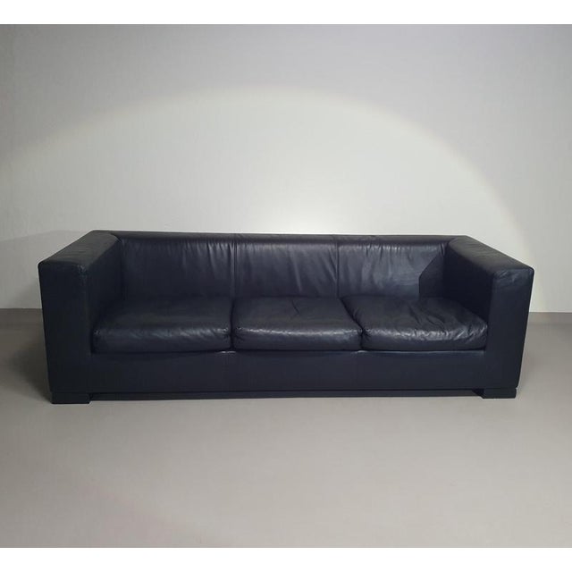 Camin Sofa in Black Leather by Paolo Piva for Wittmann For Sale - Image 5 of 13