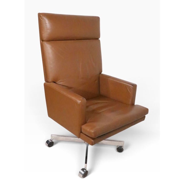 Vintage Swivel Leather Desk Chair Attributed to Mueller Furniture C. 1970's For Sale - Image 9 of 11