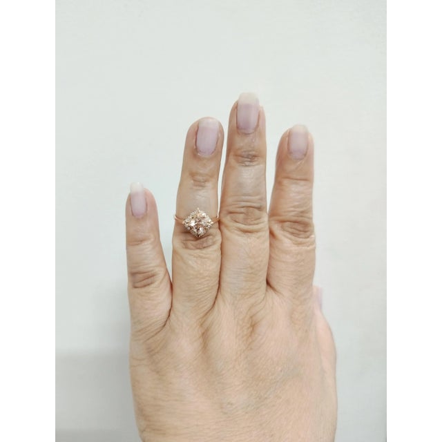 This is part of Chairish’s Fine Jewelry assortment. Beautiful 1.00 ct. morganite square cushion with 0.10 ct. good quality...