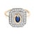 Metal Halo Diamond Sapphire Stone Wedding Ring in 14k Gold Size 5 For Sale - Image 7 of 12