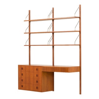 Scandinavian Teak Shelving Unit with Desk, 1970s For Sale