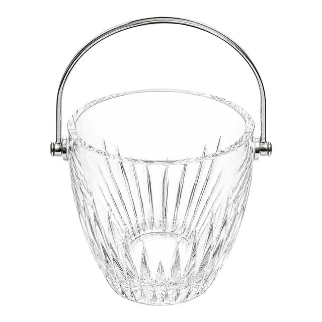 1990s Classic Heavy Thick Baccarat Crystal Ice Bucket Barware Home Decor For Sale