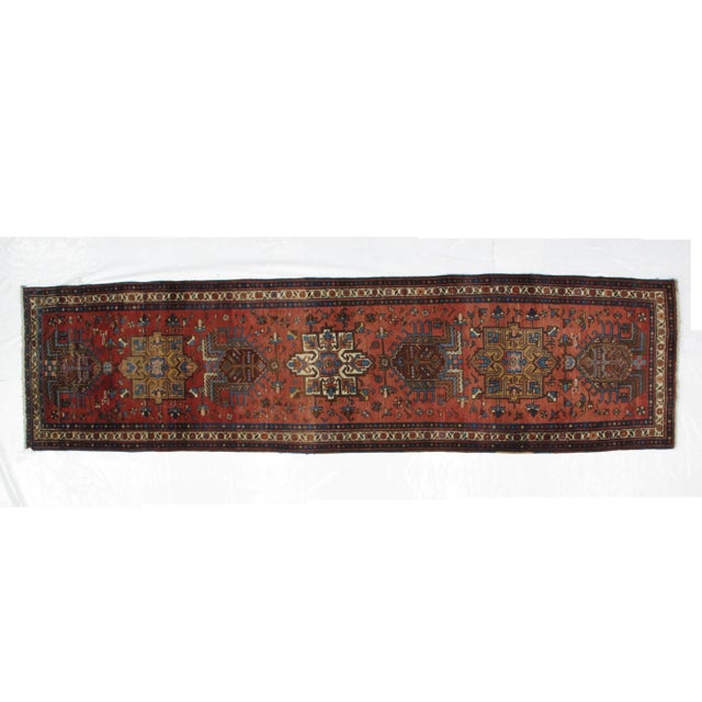 Textile 1960s Vintage Persian Heriz Runner - 3′5″ × 12′3″ For Sale - Image 7 of 7