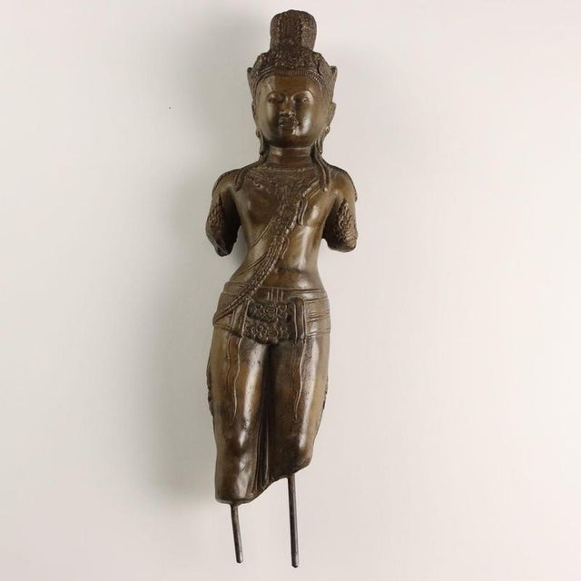 Antique 20th Century Bronze Bodhisattva Sculpture, Cambodia For Sale - Image 13 of 13
