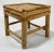 Vintage Chinoiserie style petite square scorched bamboo plant stand or riser. Versatile size and design. Age wear. Sturdy.
