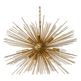 Luma Brass Sunburst Mid-Century Modern Chandelier For Sale